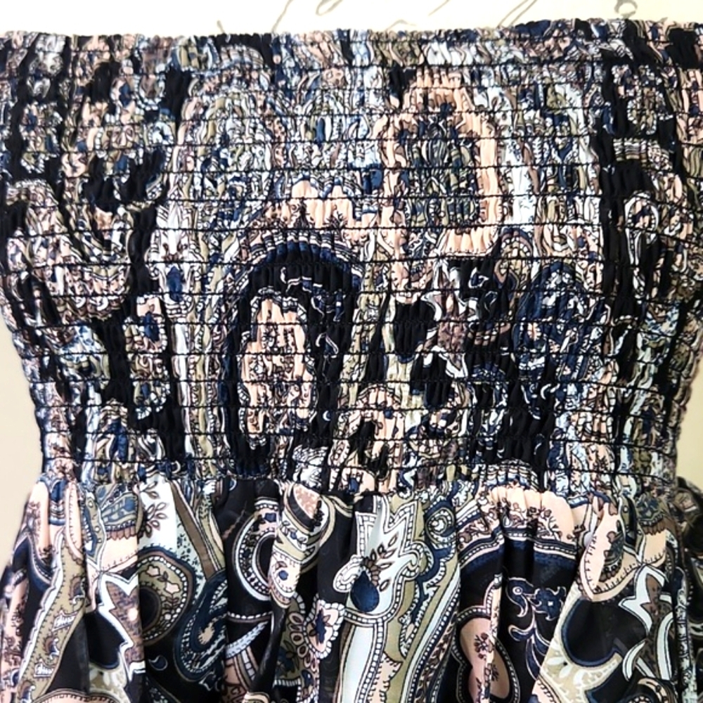Black/ Pink and Cream Paisley Strapless Top NWT Elan Size Medium - Picture 3 of 9